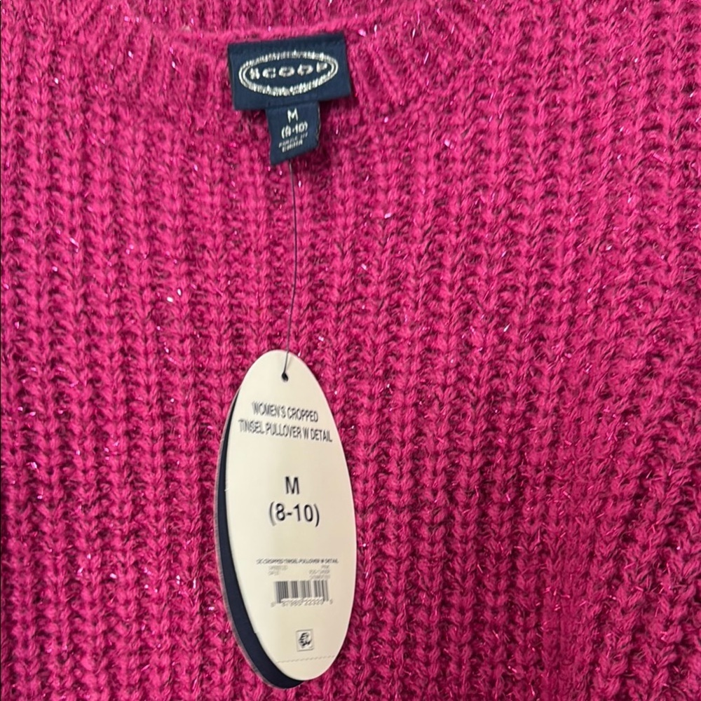 NWT Scoop Women's Soft Tinsel Sweater with Shoulder Detail Size M - Picture 5 of 6